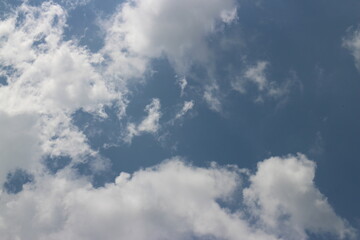 Fototapeta na wymiar blue sky panorama background with tiny clouds