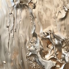 Detailed view of a metal surface covered with small drops of water, reflecting light and creating a textured appearance