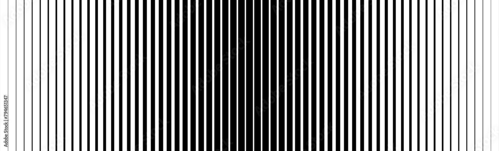 Poster Thin line halftone gradient texture. Fading vertical stripe gradation background. Repeating wide pattern backdrop. Black parallel lines wallpaper for overlay, print, cover, banner, poster. Vector
