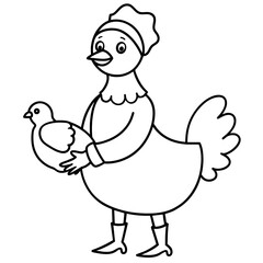 cartoon hen and chicken