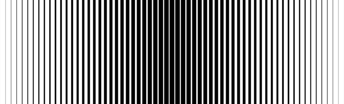 Thin line halftone gradient texture. Fading vertical stripe gradation background. Repeating wide pattern backdrop. Black parallel lines wallpaper for overlay, print, cover, banner, poster. Vector