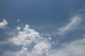 Summer blue sky background with white clouds.