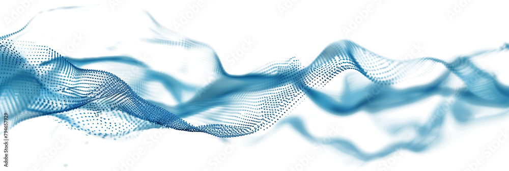Wall mural digital abstract blue dots and lines isolated on a transparent background