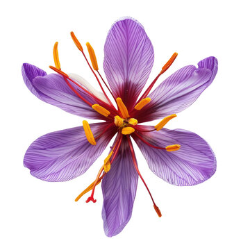 A saffron pistil displayed against a transparent background
