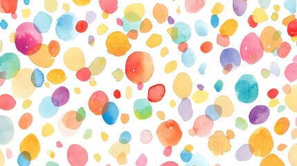 Celebrate with a burst of watercolor confetti splattered across a crisp white backdrop These rainbow hued dots are perfect for adding a festive touch to your birthday party decorations Each 