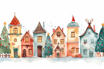 christmas pictures House decorated for Christmas A snowy night of celebration, Christmas , Christmas, watercolor paintings, story illustrations
