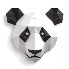 panda head origami, low poly animal paper. logo for design