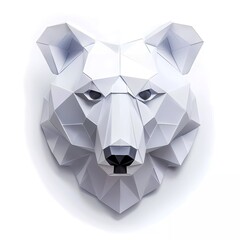 bear head origami, low poly animal paper. logo for design