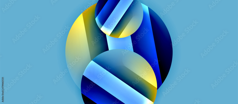 Aufkleber an electric blue circle with yellow petallike shapes on a liquid blue background. this captivating a
