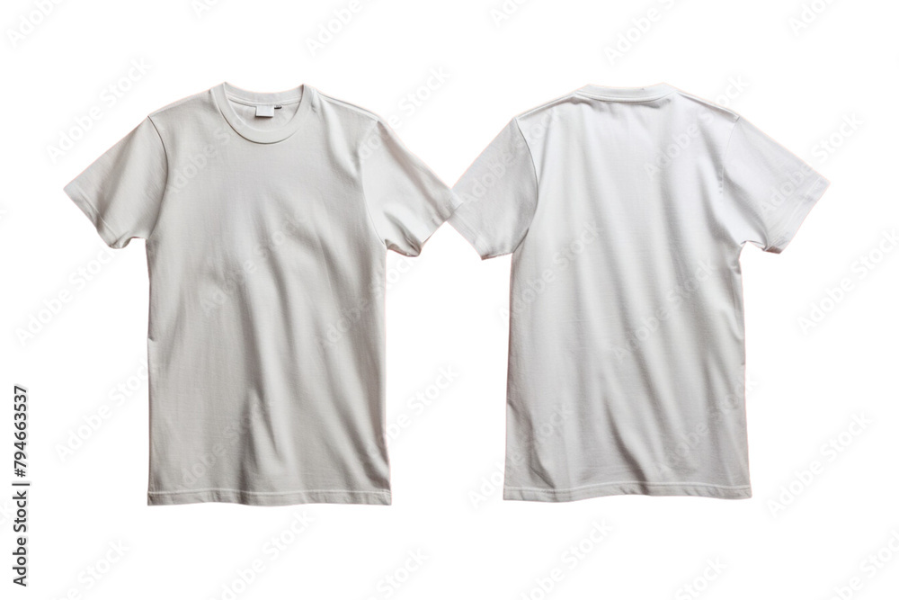 Canvas Prints T-shirt mockup. White blank t-shirt front and back views. Female and male clothes wearing clear attractive apparel tshirt models template