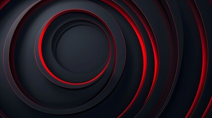 3D black techno background overlap layer on dark space with red light lines effect decoration. Graphic design element power style. Generative Ai