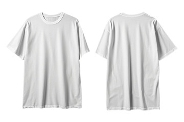 Fototapeta premium T-shirt mockup. White blank t-shirt front and back views. Female and male clothes wearing clear attractive apparel tshirt models template
