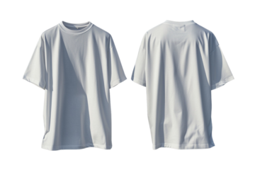T-shirt mockup. White blank t-shirt front and back views. Female and male clothes wearing clear attractive apparel tshirt models template