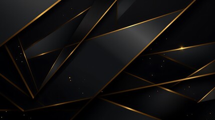 Abstract black with gold lines, triangles background modern design. Generative Ai