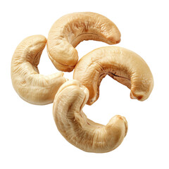 Fototapeta premium Cashew nuts isolated on transparent background Revised Vibrant cashew nuts standing out elegantly against a clear unadulterated background