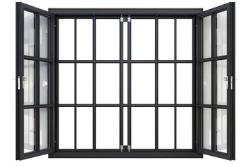 Black window frame isolated on transparent background