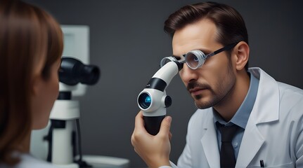 Doctor at a optical clinic with futuristic ophthalmic.generative.ai