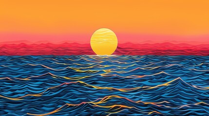 sun and sea illustration poster background