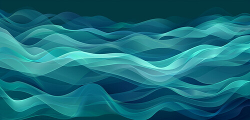 Translucent aqua and seafoam layers create a deep ocean vibe on dark teal.