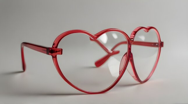 heart shaped glasses on white background.generative.ai