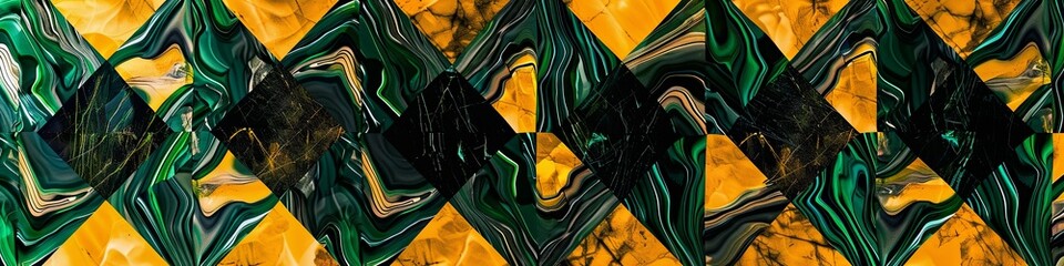 Abstract Geometric Elegance in Green and Gold