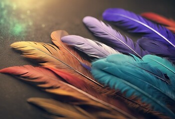 'colored drawing feathers'