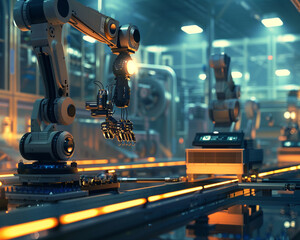 Fototapeta premium A digital AI controlling various operations in an industrial setting,