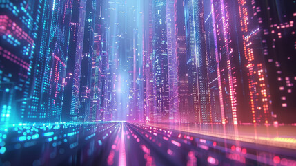 A futuristic world with a mesmerizing visual effect of data flow,