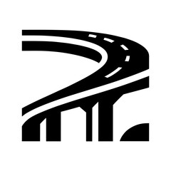 "Flyover Icon" Depicts A Streamlined Bridge Intersecting A Highway, A Logo That Stands For Efficiency In Road Transport And Construction.