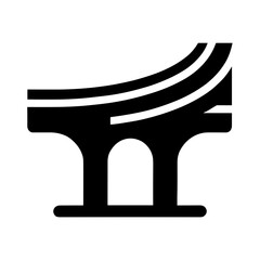 "Flyover Icon" Symbolizes A Bridge Merging With A Highway In A Seamless Blend, Emphasizing Modern Road Transport And Robust Construction Techniques