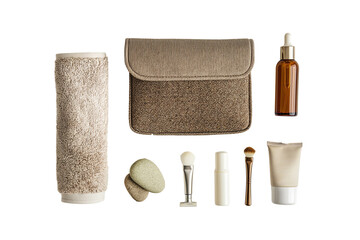 Naklejka premium Cosmetic products and bath accessories isolated on a transparent background