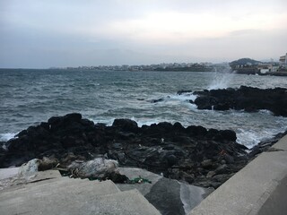 the street on view sea and rocks