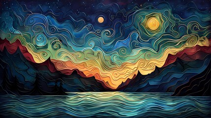 night sky full of stars abstract illustration poster background