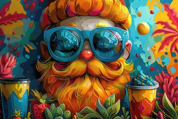 Artistic brand mascot illustration, blending traditional hand-drawn techniques with digital enhancements for a memorable character