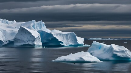 Ice and icebergs melting because of the global warming.generative.ai 