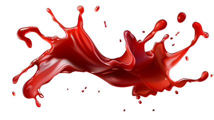 Red sauce splash on transparent background