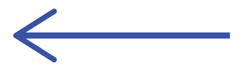 Blue long arrow to the left . vector, isolated. blue arrow isolated on transparent background. Vector illustration. Blue arrow icon. Long arrow.