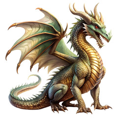 Fototapeta premium dragon with wings sitting transparent background