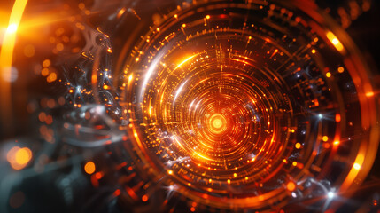 Obraz premium Quantum computing core, glowing with energy, intricate data streams, abstract algorithmic patterns