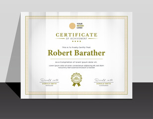 Modern Appreciation and Achievement Certificate Template Design in Elegant Border Shape And Security Pattern.