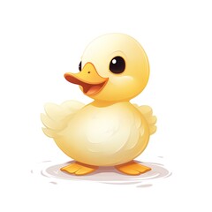 Fototapeta premium Cute cartoon duckling isolated on white background. Vector illustration.