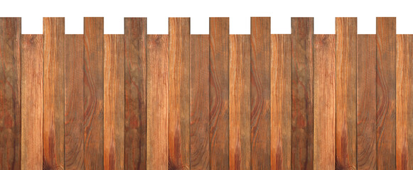 Fence made of wooden planks isolated on white