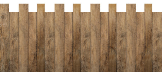 Fence made of wooden planks isolated on white