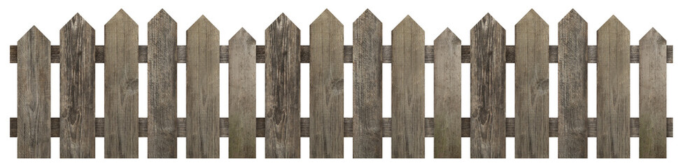 Fototapeta premium Wooden fence isolated on white. Enclosing structure