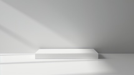 A simple, white product display base with a matte finish, providing a clean and minimalist backdrop for products.