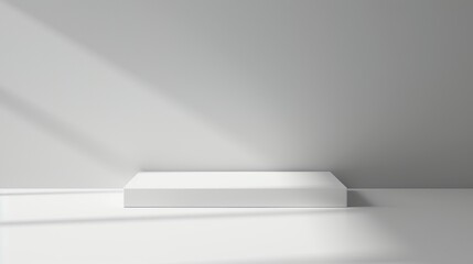 Fototapeta premium A simple, white product display base with a matte finish, providing a clean and minimalist backdrop for products.