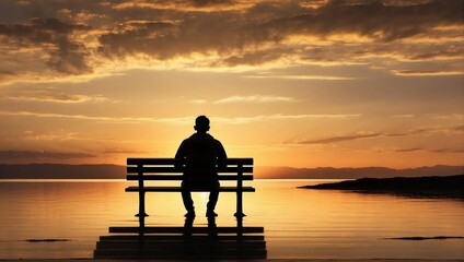 Fototapeta na wymiar silhouette of a person sitting on a pier