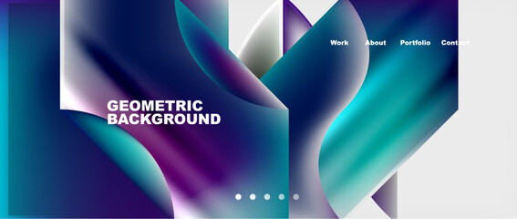 A mesmerizing geometric background featuring a gradient of azure, purple, water, violet, aqua, magenta, electric blue. Perfect for a modern design with a bold font and thigh pattern - obrazy, fototapety, plakaty