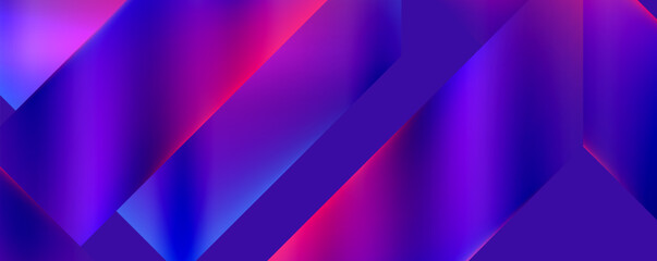 A vibrant geometric pattern in shades of purple, red, and blue on an abstract background. The font is electric blue, with hints of violet, pink, and magenta creating a dynamic slope