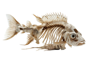 Fish skeleton anatomy isolated on a transparent background